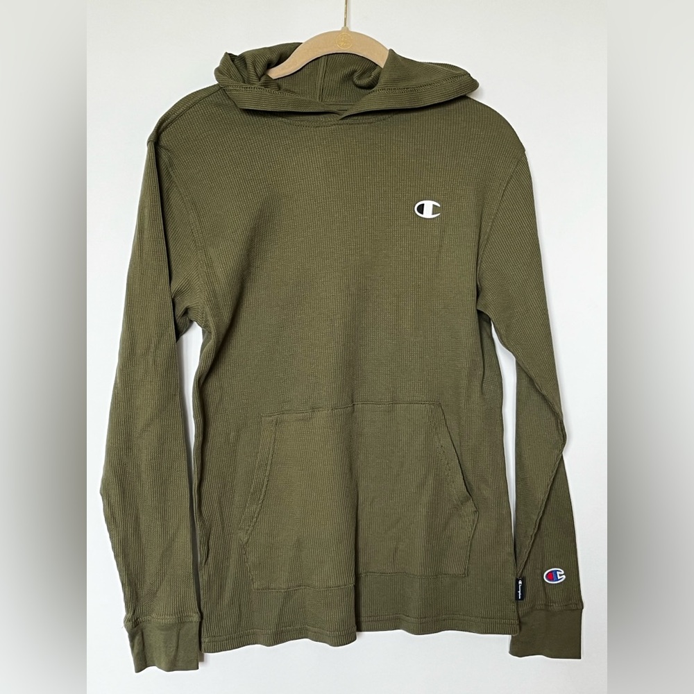 Champion Lightweight Waffle Hoodie Fresh Olive Men's S